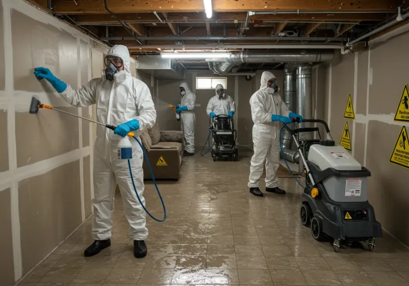 Basement Moisture Removal and Structural Drying process in Barceloneta, PR